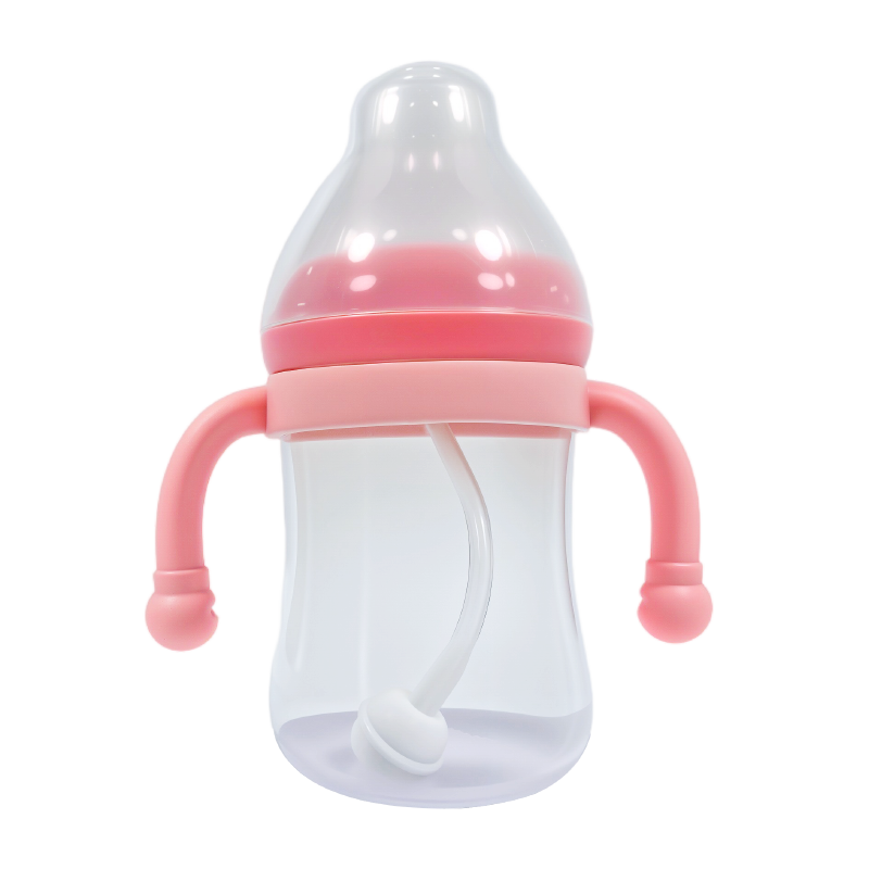 艾爾樂150ml/180ml寬口徑奶瓶圓型手柄尖頭蓋子